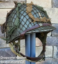 Image 7 of WWII M2 101st Airborne Helmet 501st PIR D-bale Front Seam & Westinghouse Paratrooper liner.