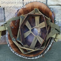 Image 14 of WWII M2 101st Airborne Helmet 501st PIR D-bale Front Seam & Westinghouse Paratrooper liner.