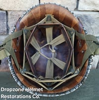Image 12 of WWII M2 101st Airborne Helmet 501st PIR D-bale Front Seam & Westinghouse Paratrooper liner.
