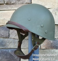 Image 11 of WWII M2 101st Airborne Helmet 501st PIR D-bale Front Seam & Westinghouse Paratrooper liner.