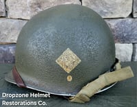 Image 2 of WWII M2 101st Airborne Helmet 501st PIR D-bale Front Seam & Westinghouse Paratrooper liner.