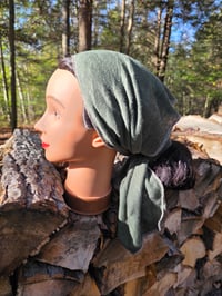 Image 1 of Pure Linen Rectangular Scarf in Forest Green 