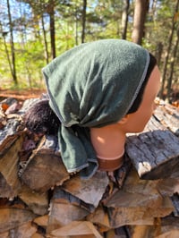 Image 4 of Pure Linen Rectangular Scarf in Forest Green 