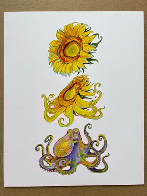 Image of Octo Sunflower Laserprint 8”x10”