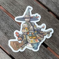 Image 1 of Medieval Gun Witch - 3 inch Transparent Vinyl Sticker