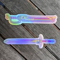 Image 1 of Magical Girl Swords - Two 5 inch Holographic Stickers