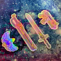 Image 1 of Magical Girl Grimdark Armory Sticker Pack! - 4 Holographic Vinyl Stickers