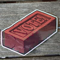 Vote! with a Brick -  4.5 inch Glossy Vinyl Sticker