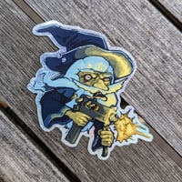 Wizard with a Mac10! - 3 inch Crushed Glitter Vinyl Sticker