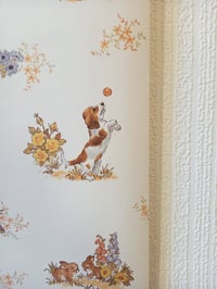 Image 2 of 1980s Vintage Vymura Wallpaper Rolls - Childrens Bedroom Nursery Kids Puppies 90s Retro - (Set of 3)