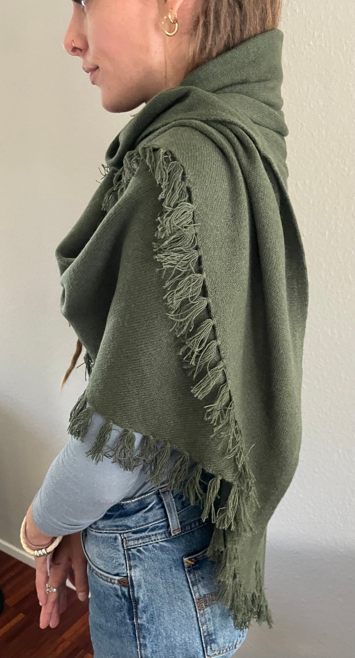 Image of Zottelschal 100% Cashmere olive