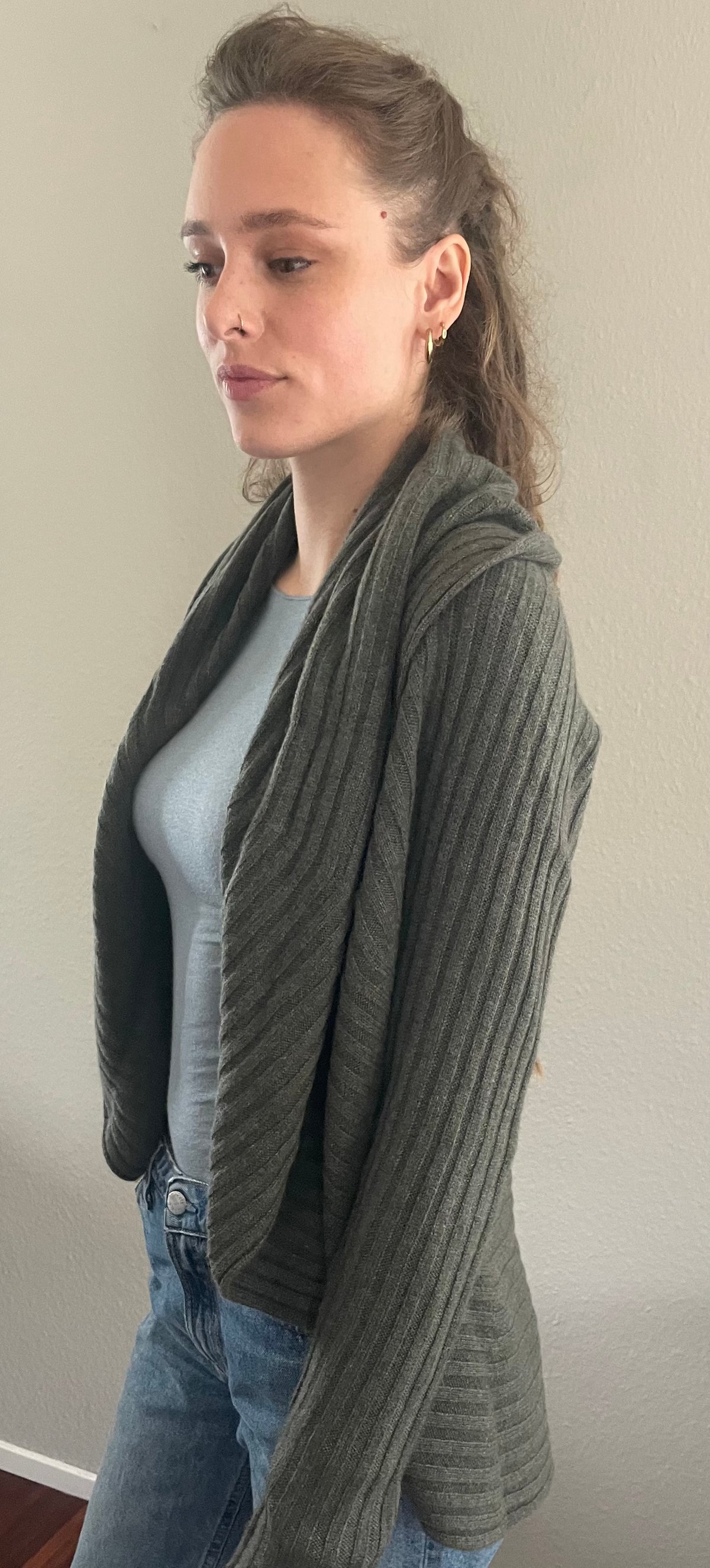 Image of Schalkragenjacke 100% Cashmere Olive mel