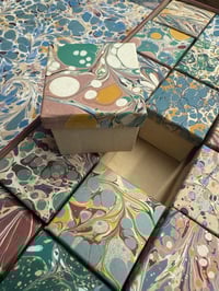Image 8 of Heirloom box containing 24 small boxes FILLED with Hand Marbled Decorations 
