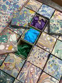 Image 12 of Heirloom box containing 24 small boxes FILLED with Hand Marbled Decorations 