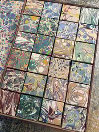Image 1 of Heirloom box containing 24 small boxes FILLED with Hand Marbled Decorations 