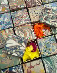 Image 13 of Heirloom box containing 24 small boxes FILLED with Hand Marbled Decorations 