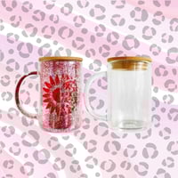 Image 2 of 17OZ GLASS MUG SNOWGLOBE WITH FILLABLE HANDLE