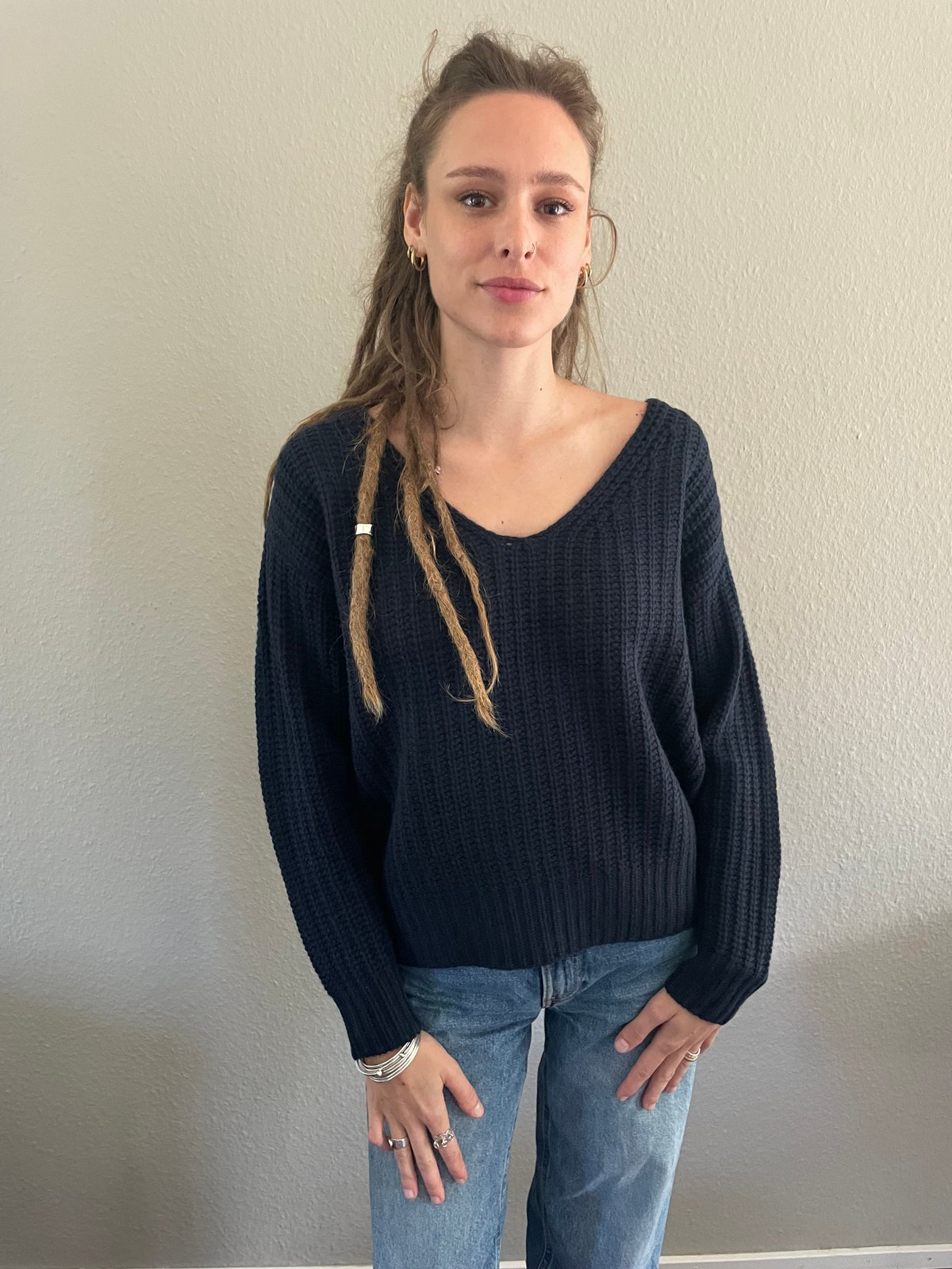 Image of V-Neck 100% Cashmere dunkelblau