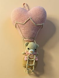 Image 2 of Handmade Crochet Heart Balloon with Bear