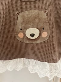 Image 2 of Brown Cotton Baby Bib with Bear 🧸