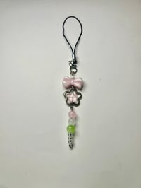 Pink bow phone charm