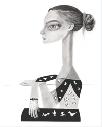 Image 1 of Jackie – Graphite and Charcoal Fine Art Print on 100% Cotton Paper by Hayes McRae