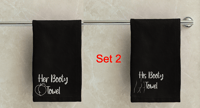 Image 2 of Her & His Booty Towels Set Black