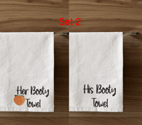 Image 2 of Her & His Booty Towels Set White