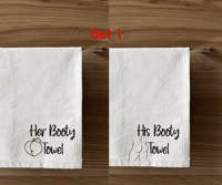 Image 1 of Her & His Booty Towels Set White
