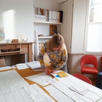 Image 8 of Zero Waste, One-of-a-kind Apron, Ochre Denim Patchwork. For Artists, Makers & Gardeners No16:6