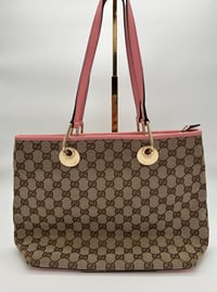 Image 1 of Gucci GG Canvas Eclipse Pink Leather Tote Bag