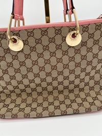 Image 2 of Gucci GG Canvas Eclipse Pink Leather Tote Bag