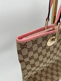 Image 6 of Gucci GG Canvas Eclipse Pink Leather Tote Bag