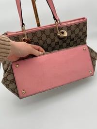 Image 11 of Gucci GG Canvas Eclipse Pink Leather Tote Bag