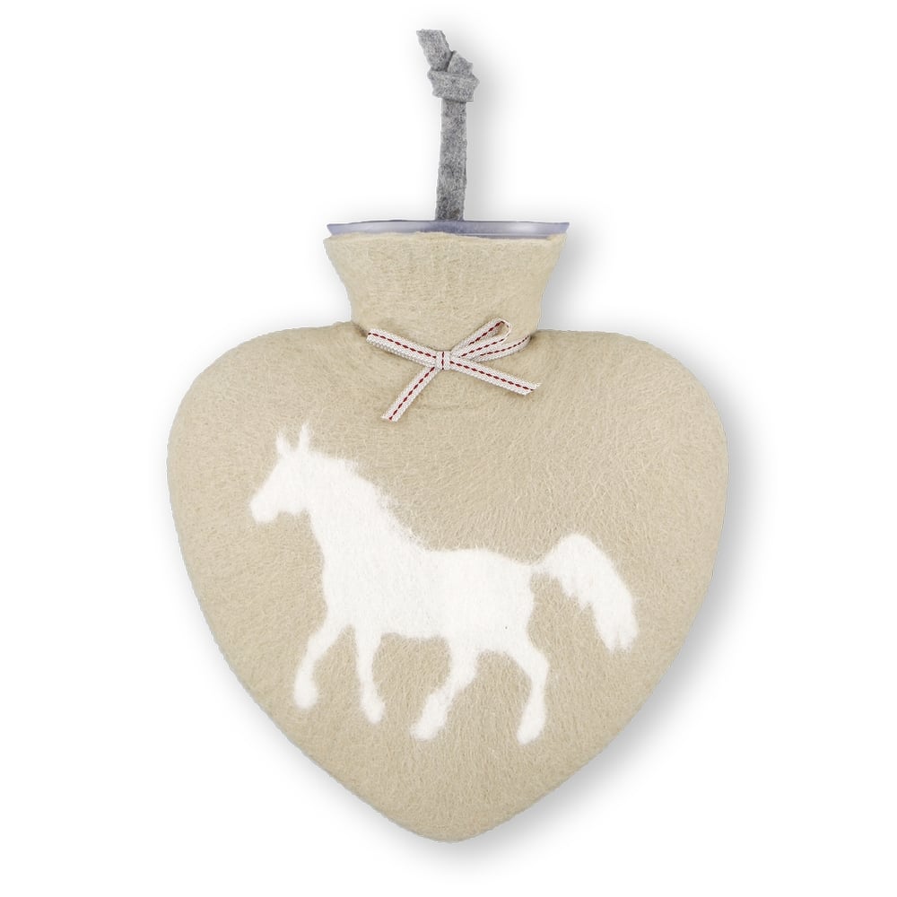 Image of Bouillotte forme Coeur Laine Merinos: Cheval