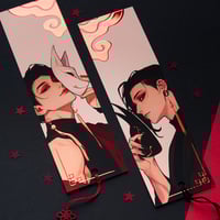 Image 1 of Bookmark with red foil - Marcin & Min Foxes 