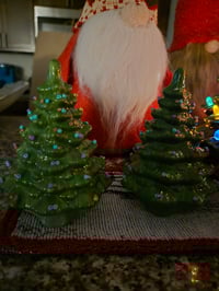 Image 9 of  Handmade and Handpainted Casted Vintage with Modern twist Ceramic Christmas Trees 