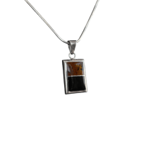 Image 2 of .925 German Silver Necklace & Multi Stone Pendant
