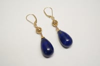 Image 3 of Vintage 14k Yellow Gold, Lapis Lazuli Drop Earrings