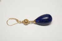 Image 6 of Vintage 14k Yellow Gold, Lapis Lazuli Drop Earrings