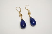 Image 5 of Vintage 14k Yellow Gold, Lapis Lazuli Drop Earrings