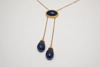 Image 2 of Vintage 14k Yellow Gold, Lapis Lazuli Necklace with Lapis Drops