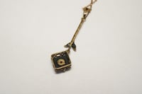 Image 6 of Antique 14k Yellow Gold, Onyx, and Seed Pearl Lavalier Pendant with Chain