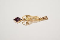 Image 4 of Antique 10k Yellow Gold Lavalier Pendant with Amethyst and Seed Pearl