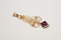 Image 5 of Antique 10k Yellow Gold Lavalier Pendant with Amethyst and Seed Pearl