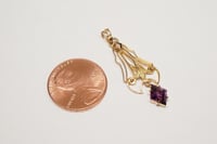Image 7 of Antique 10k Yellow Gold Lavalier Pendant with Amethyst and Seed Pearl