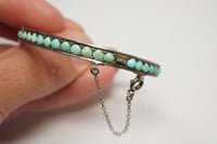 Image 4 of Exquisite Antique Sterling Silver Hinged Bangle Bracelet with Pavé Set Turquoise 