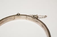 Image 6 of Exquisite Antique Sterling Silver Hinged Bangle Bracelet with Pavé Set Turquoise 