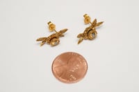 Image 7 of Antique Georgian Era 10k Yellow Gold, Rose Cut Diamond Earrings