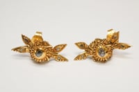 Image 1 of Antique Georgian Era 10k Yellow Gold, Rose Cut Diamond Earrings